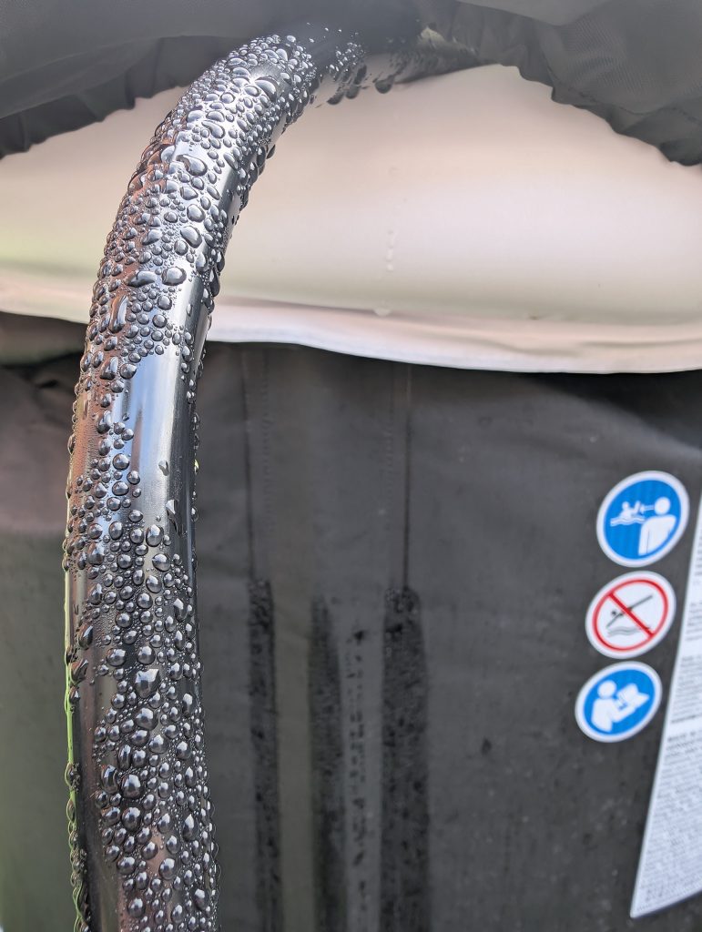 A chilled hose with condensation going into an ice pod.