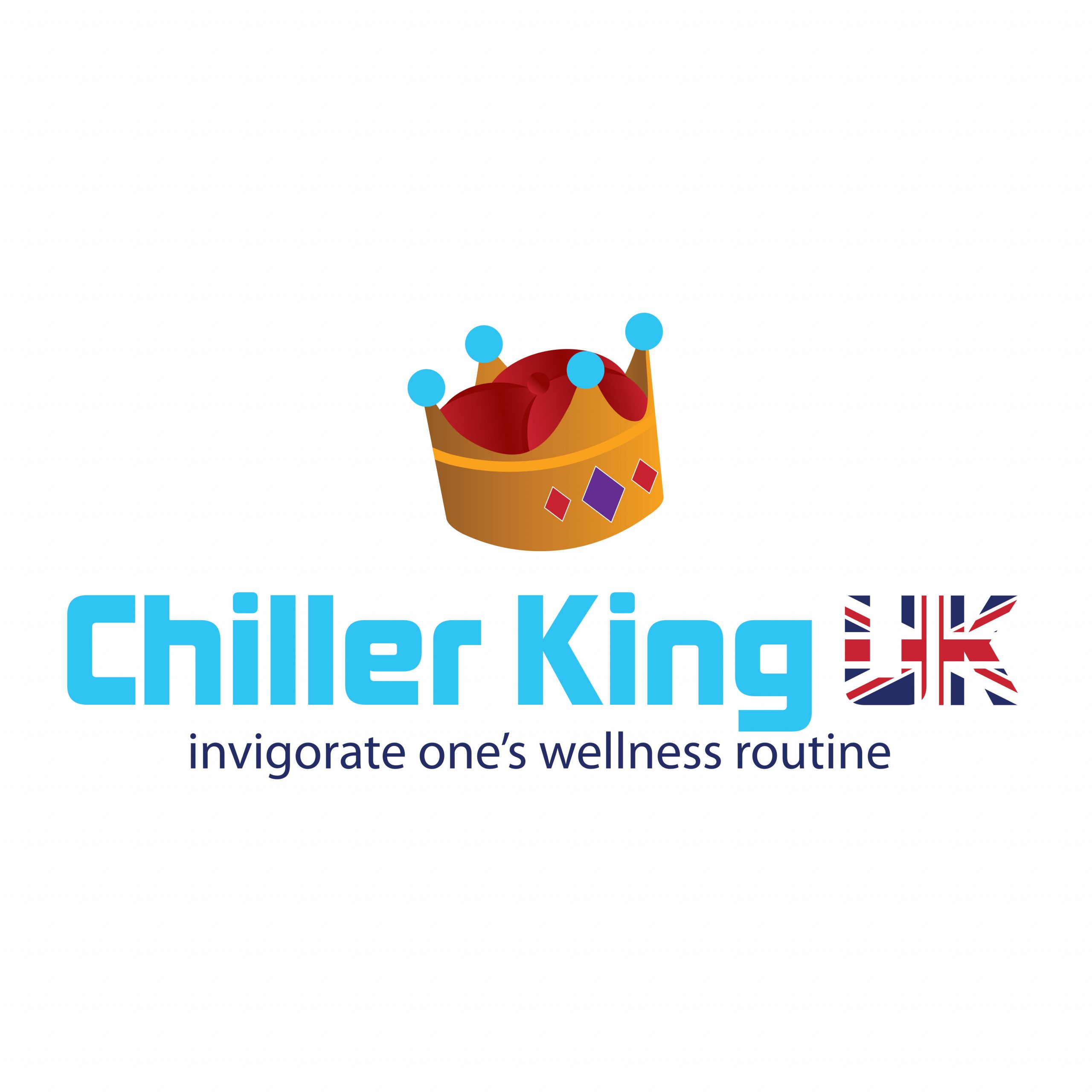 Chiller King UK main logo of a corwn with the strap line, invigorate your wellness routine.