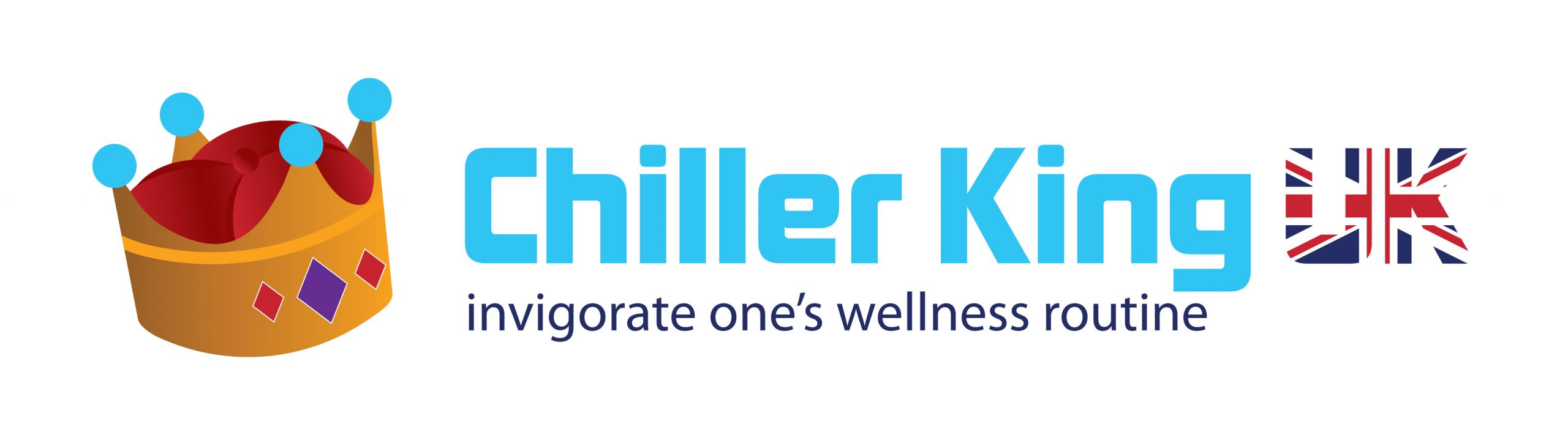 Chiller King UK logo, a gold frown with purple and red jewels